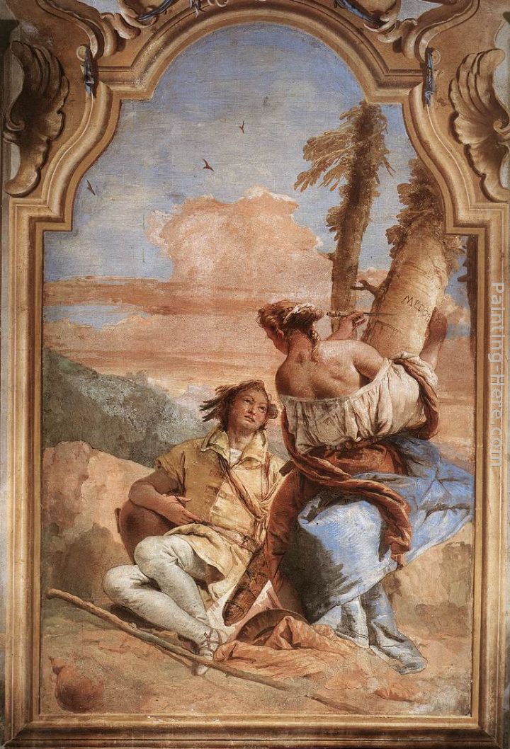 Angelica Carving Medoro's Name on a Tree painting - Giovanni Battista Tiepolo Angelica Carving Medoro's Name on a Tree art painting